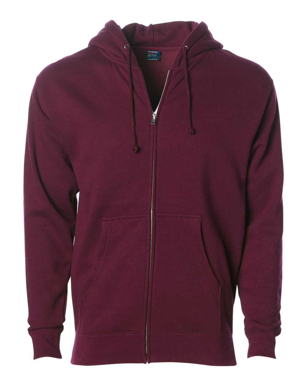 Front View of Maroon Heavyweight Full-Zip Hooded Sweatshirt - IND4000Z