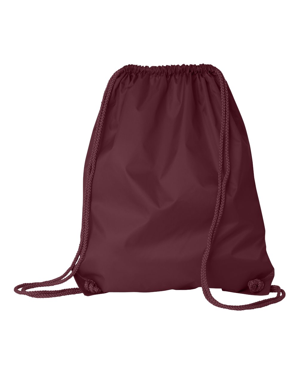 Front View of Maroon Large Drawstring Pack with DUROcord - 8882