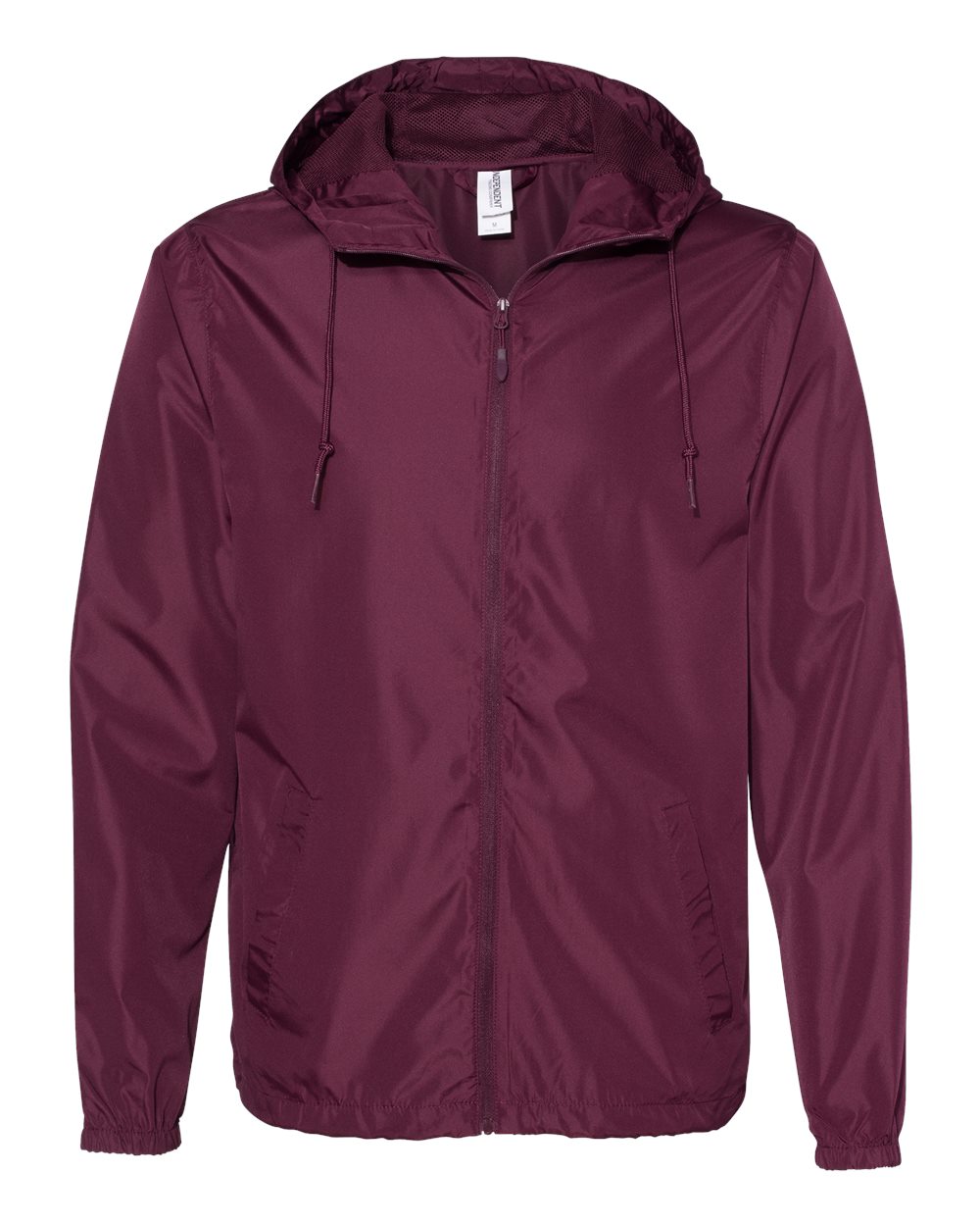 Front View of Maroon Lightweight Windbreaker Full-Zip Jacket - EXP54LWZ