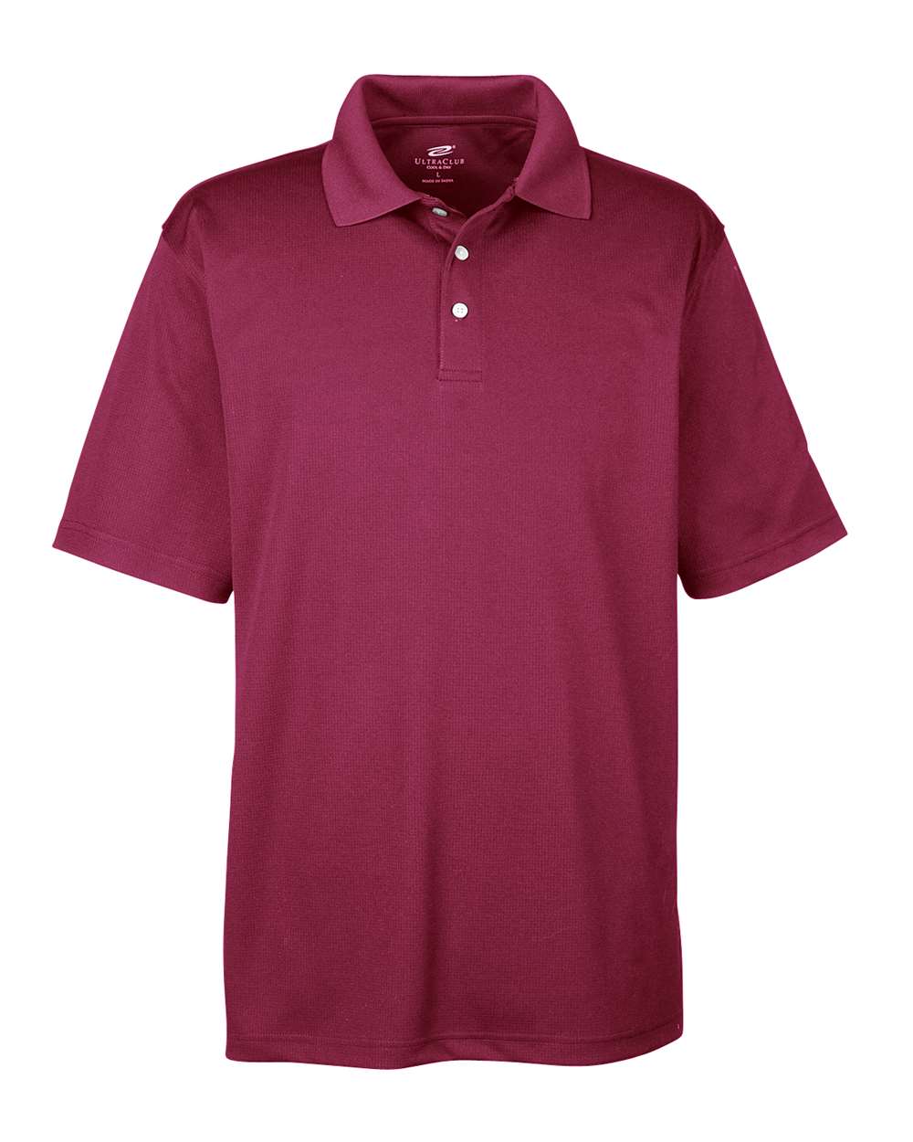 Front View of Maroon Men's Cool & Dry Stain-Release Performance Polo - 8445
