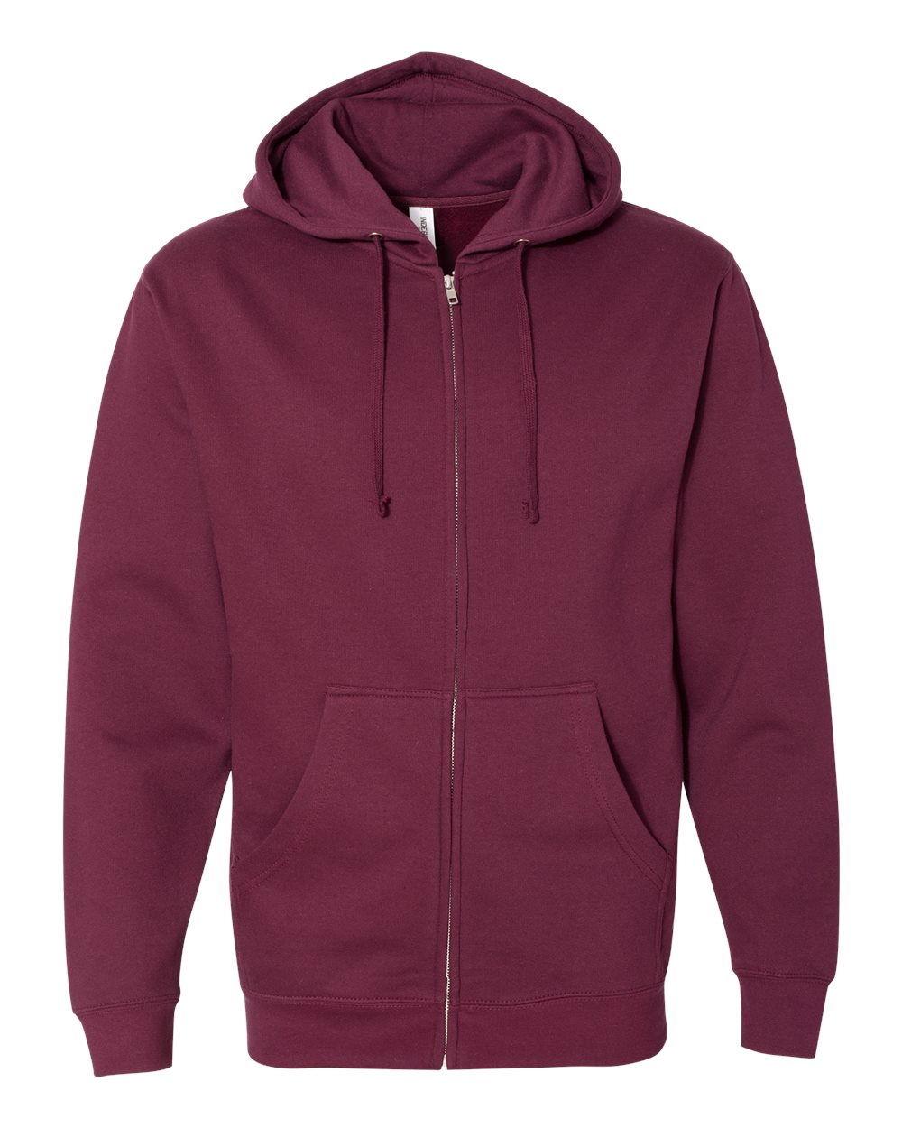 Front View of Maroon Midweight Full-Zip Hooded Sweatshirt - SS4500Z