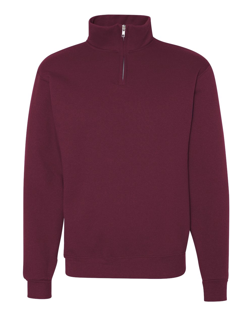 Front View of Maroon Nublend® Cadet Collar Quarter-Zip Sweatshirt - 995MR