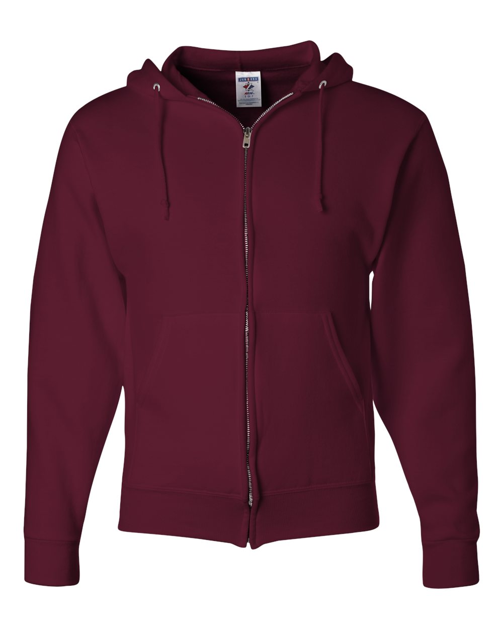 Front View of Maroon NuBlend® Full-Zip Hooded Sweatshirt - 993MR