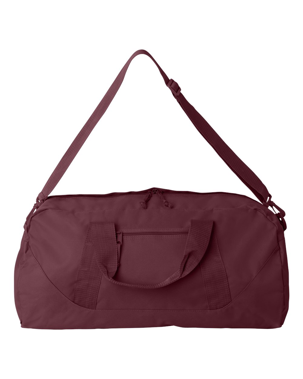 Front View of Maroon Recycled 23 1/2" Large Duffel Bag - 8806