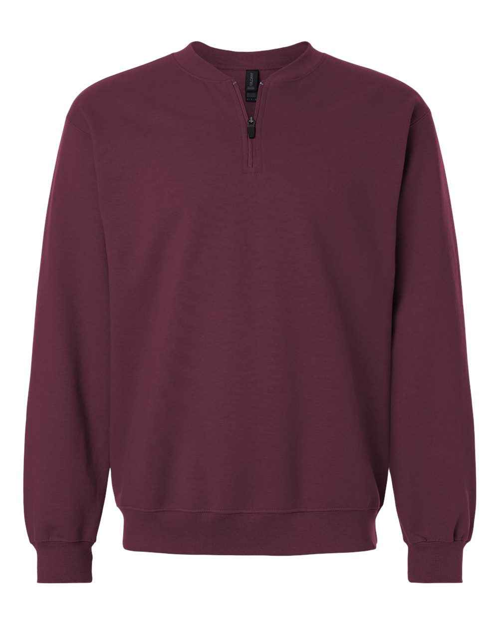 Front View of Maroon Softstyle® Midweight 1/4 Zip Sweatshirt - SF008