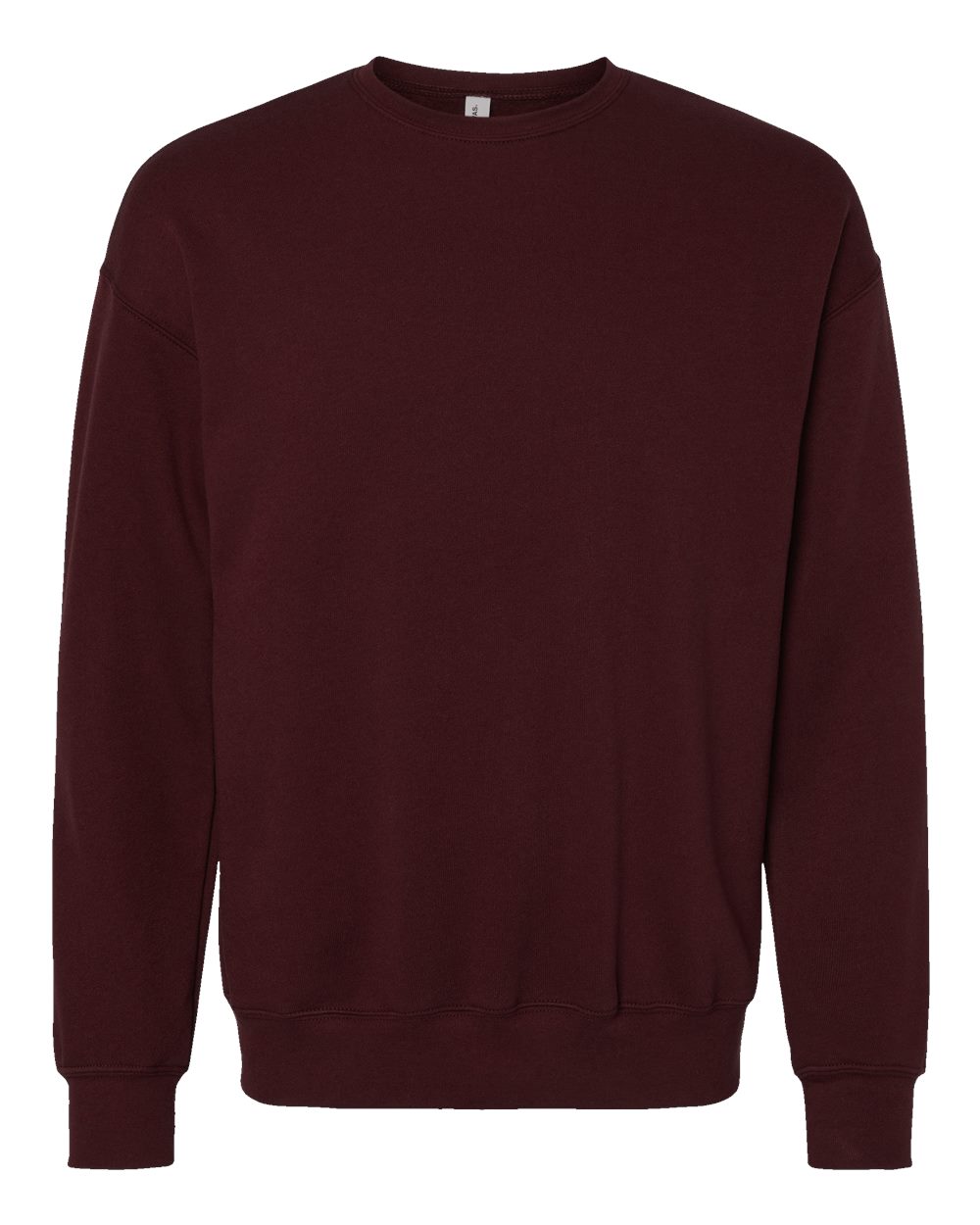 Front View of Maroon Sponge Fleece Drop Shoulder Crewneck Sweatshirt - 3945