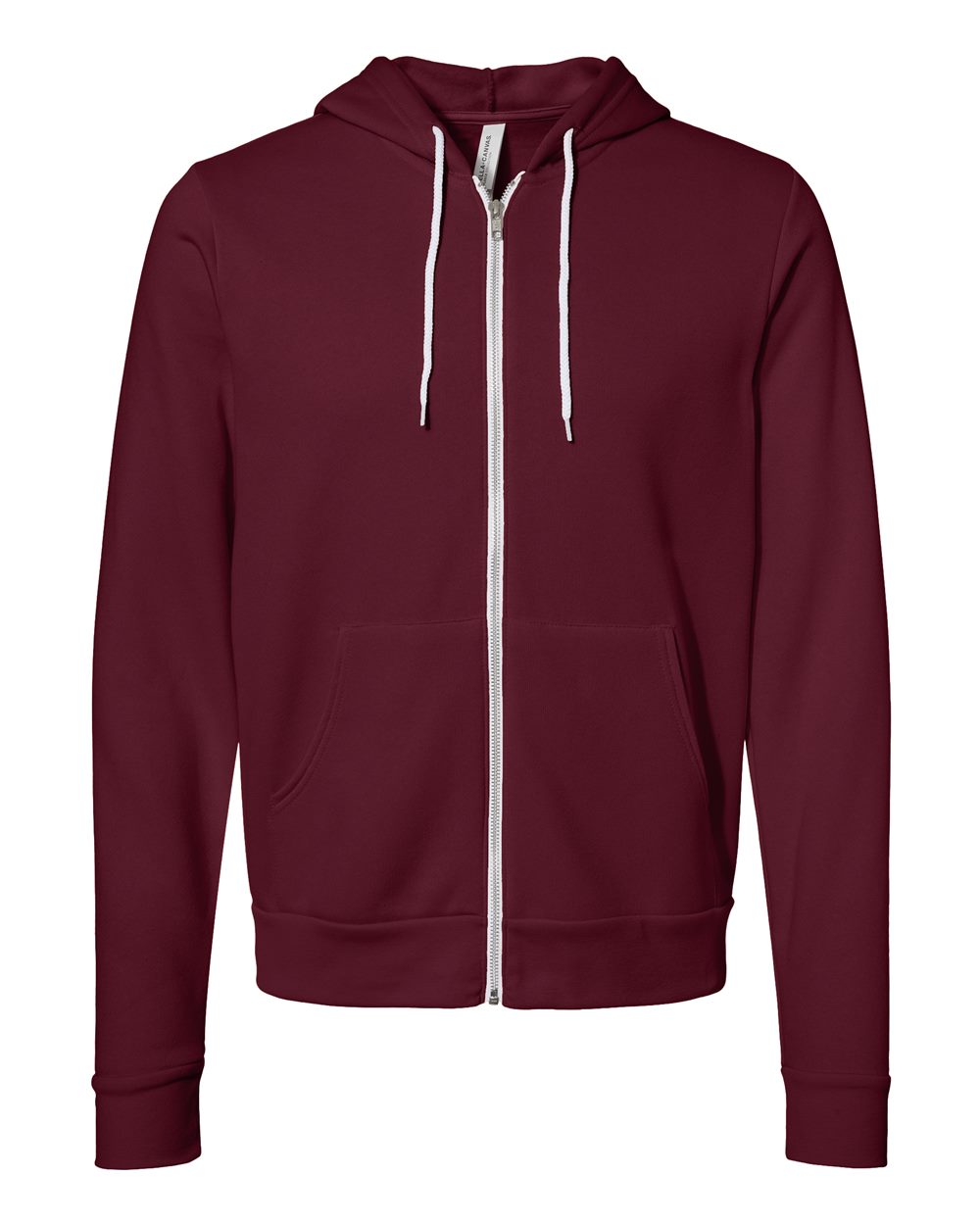 Front View of Maroon Sponge Fleece Full-Zip Hoodie - 3739