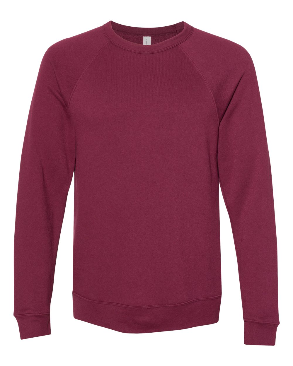 Front View of Maroon Sponge Fleece Raglan Crewneck Sweatshirt - 3901