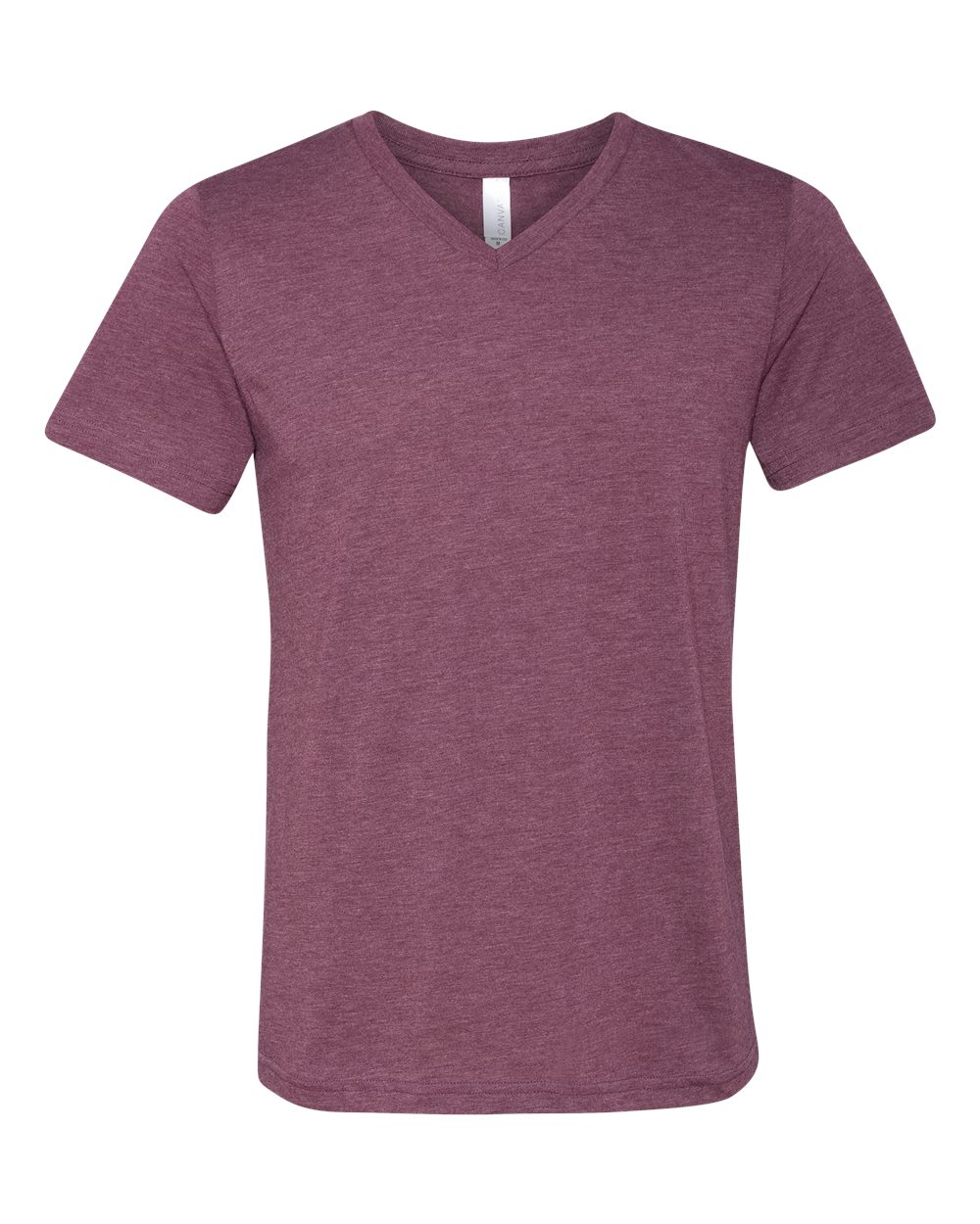 Front View of Maroon Triblend Triblend V-Neck Short Sleeve Tee - 3415