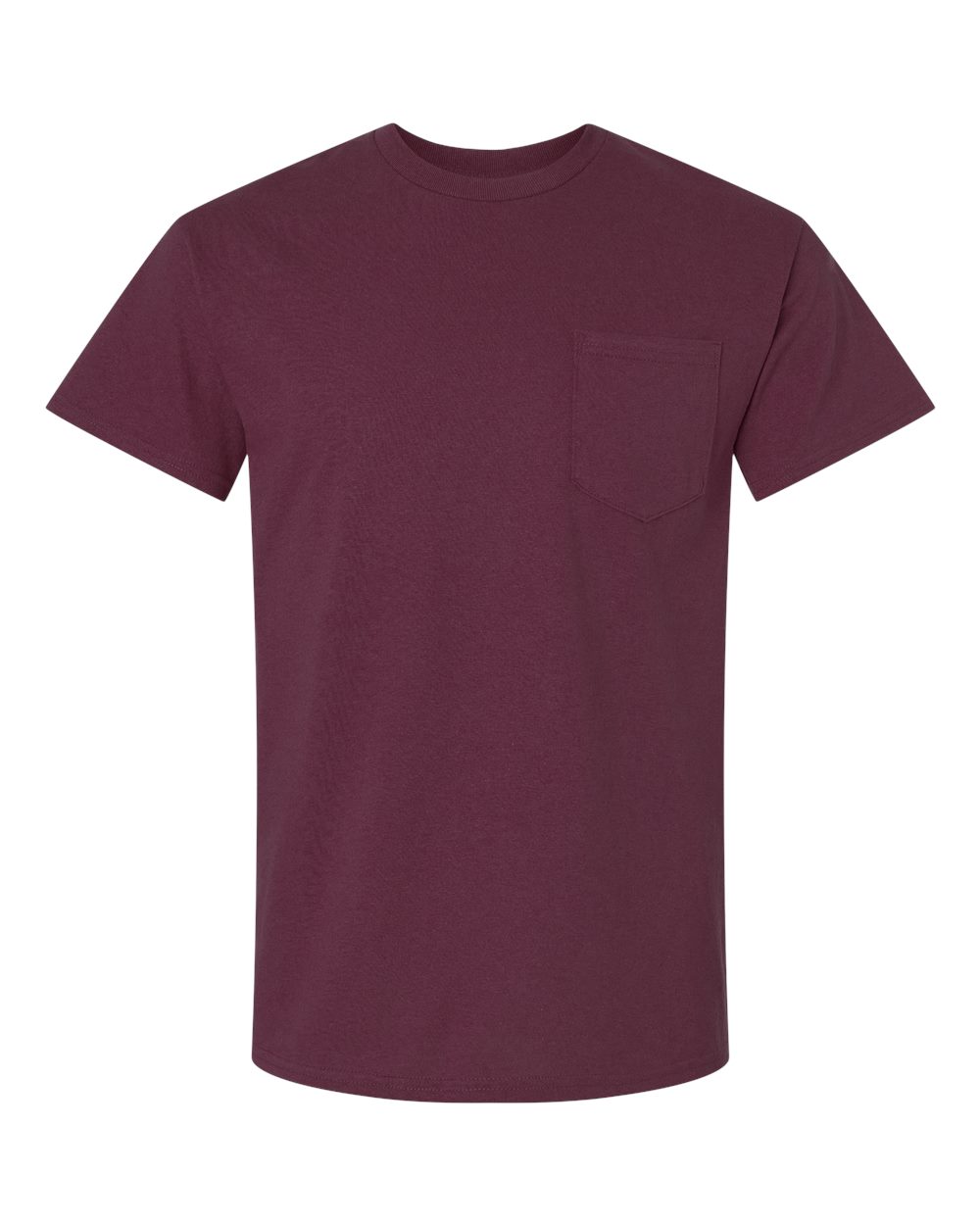 Front View of Maroon Ultra Cotton® Pocket T-Shirt - 2300