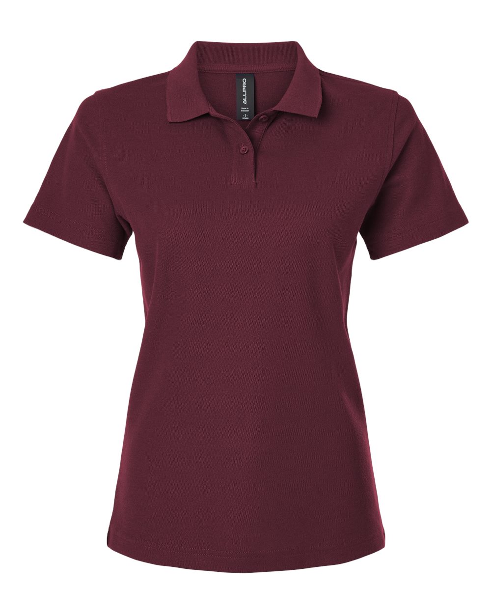 Front View of Maroon Women's Pique Polo - 62800L