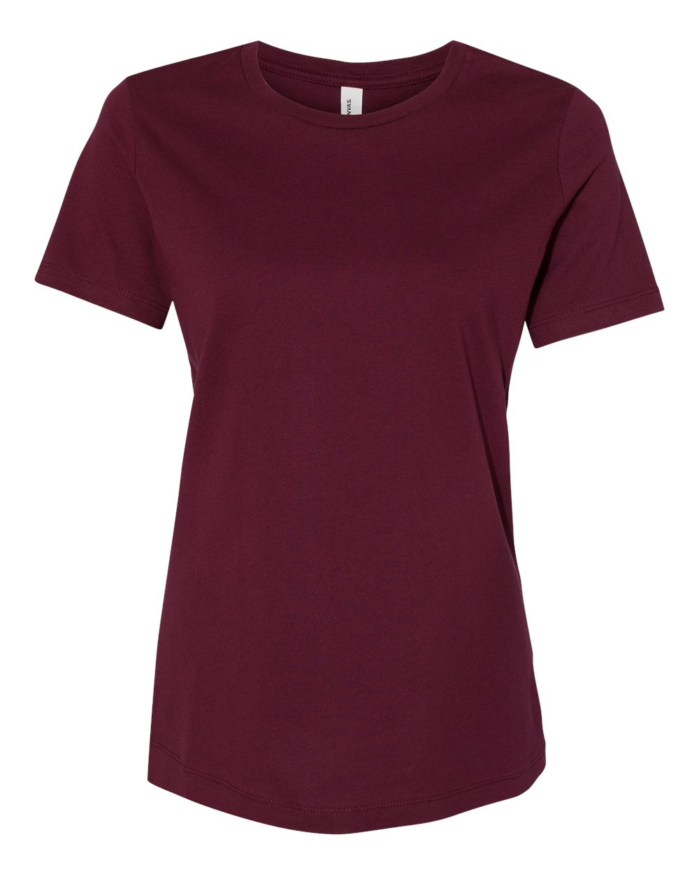 Front View of Maroon Women’s Relaxed Jersey Tee - 6400