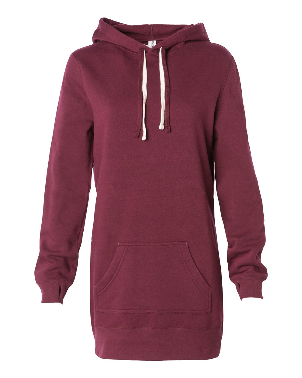 Front View of Maroon Women’s Special Blend Hooded Sweatshirt Dress - PRM65DRS