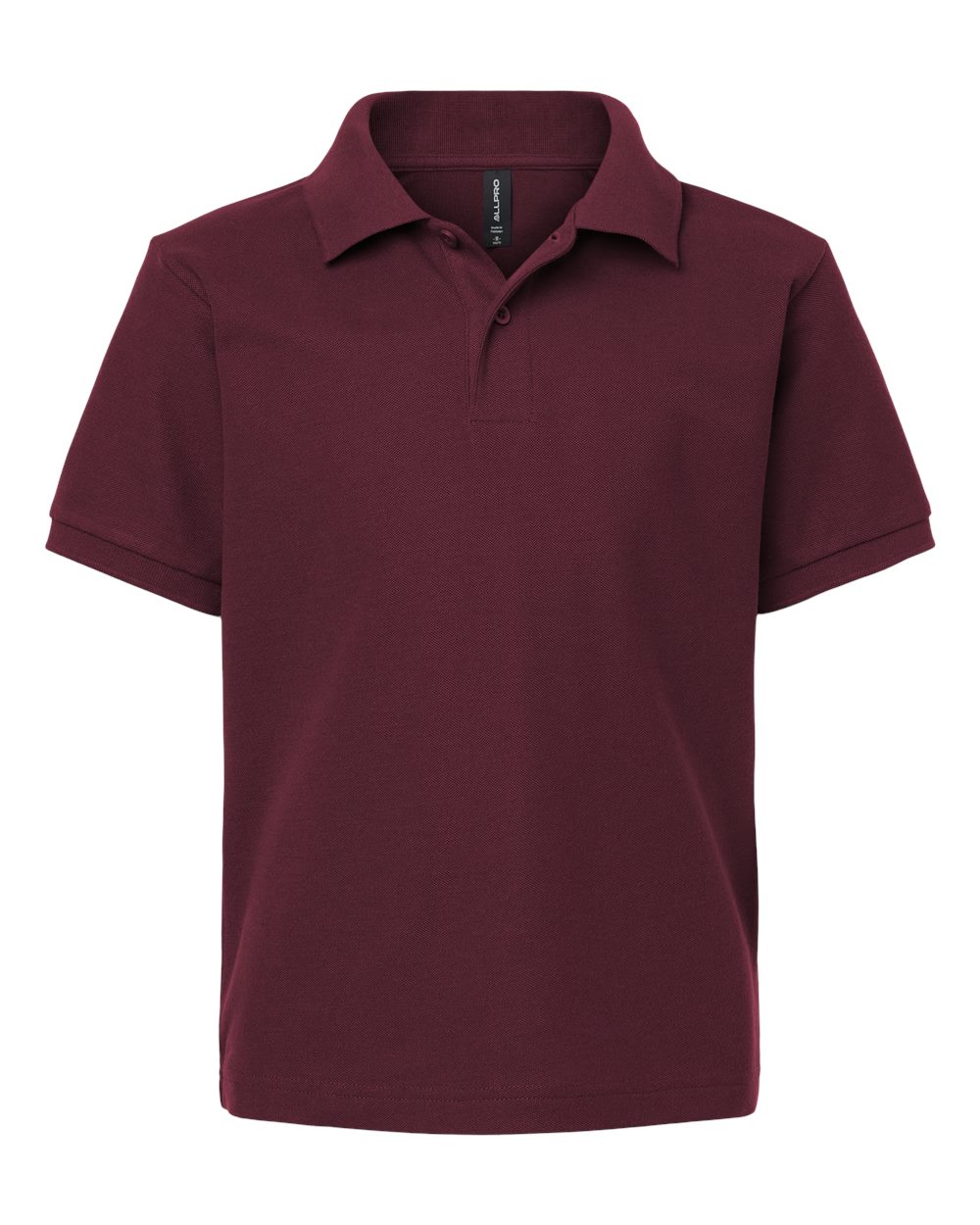 Front View of Maroon Youth Pique Polo - 62800Y