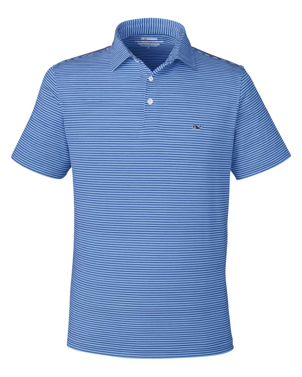 Front View of Maui Blue Bradley Stripe Sankaty Polo - G012426