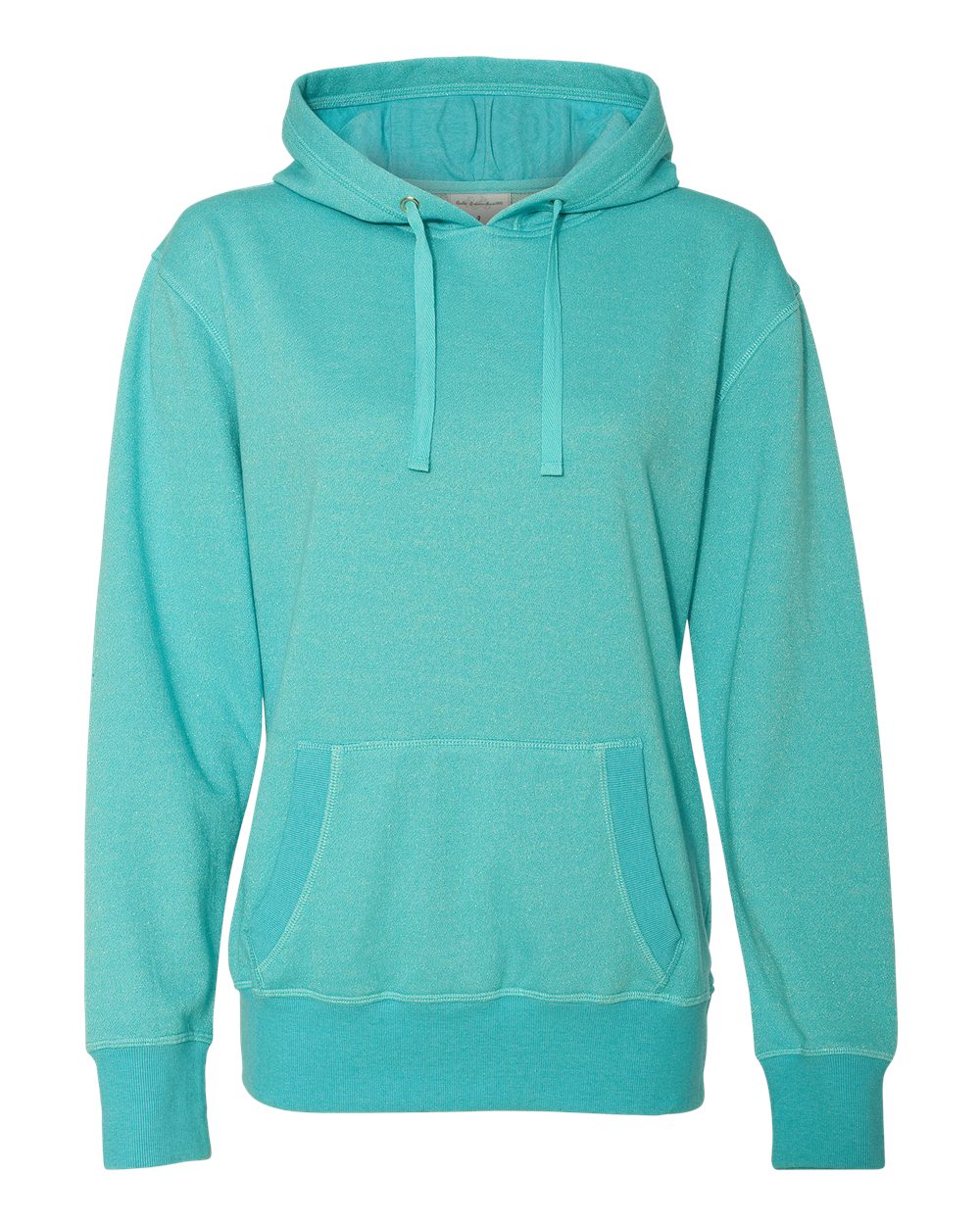 Front View of Maui Blue/ Silver Women’s Glitter French Terry Hooded Sweatshirt - 8860