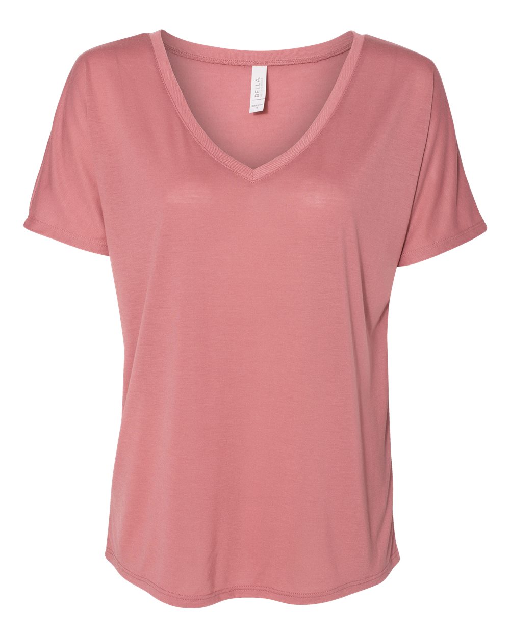Front View of Mauve Women’s Slouchy V-Neck Tee - 8815
