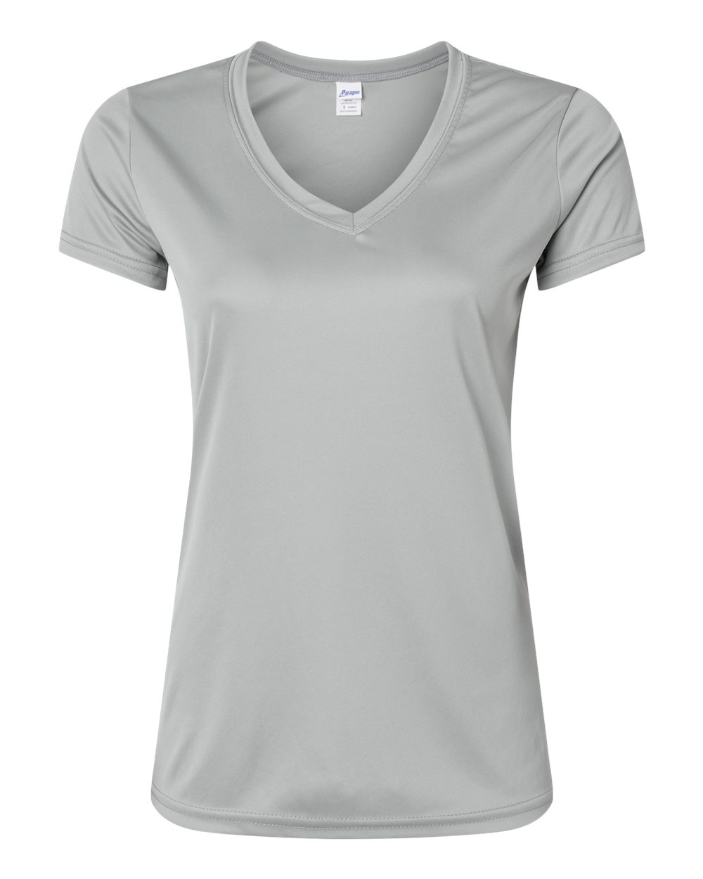Front View of Medium Grey Women's Vera V-Neck T-Shirt - 203