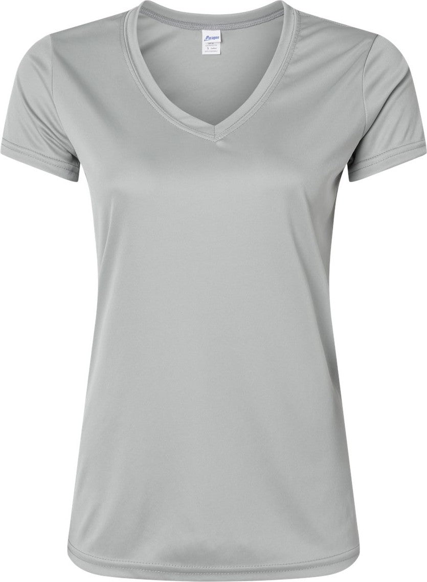 Front View of Medium Grey Women's Vera V-Neck T-Shirt - 203