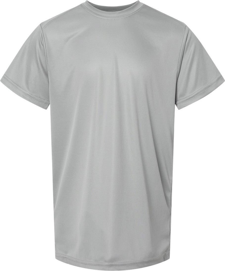 Front View of Medium Grey Youth Islander Performance T-Shirt - 208Y