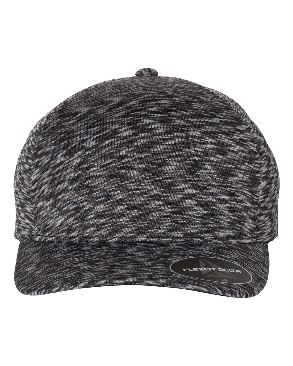 Front View of Mélange Black Delta® Seamless Unipanel Cap - 280