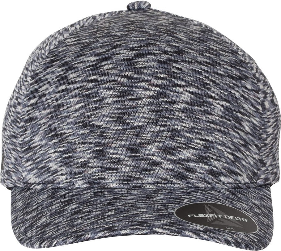 Front View of Mélange Navy Delta® Seamless Unipanel Cap - 280