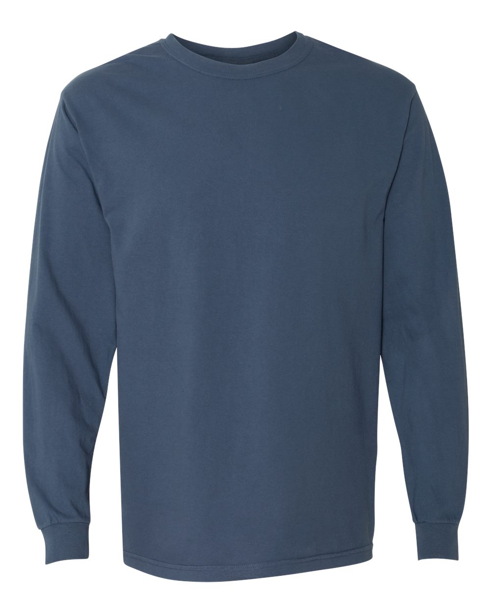 Front View of Midnight Garment-Dyed Heavyweight Long Sleeve T-Shirt - 6014