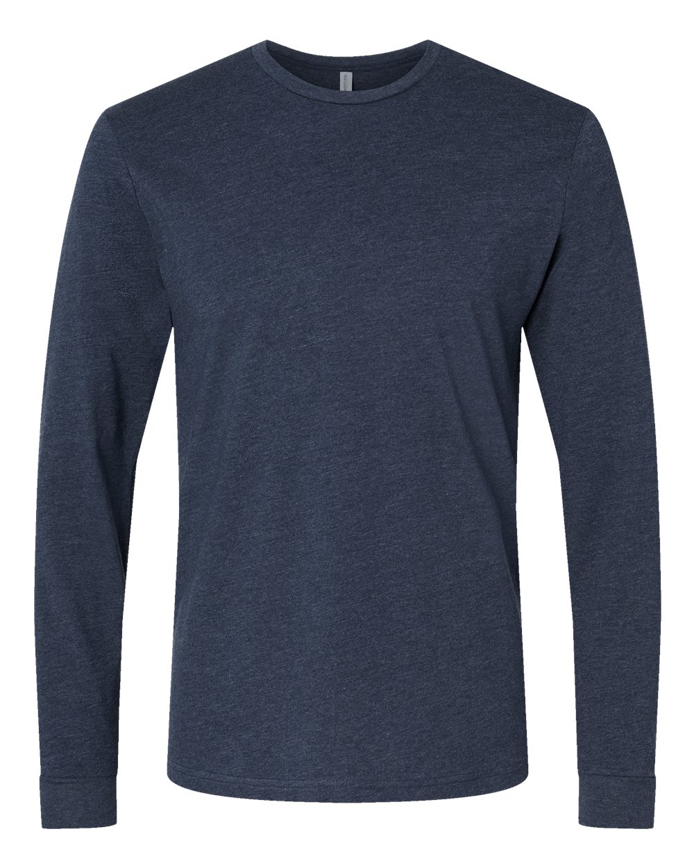 Front View of Midnight Navy CVC Long Sleeve T-Shirt - 6211