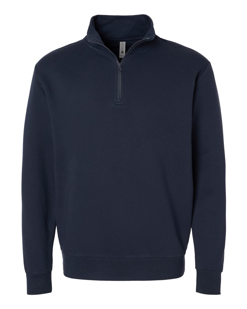 Front View of Midnight Navy Fleece Quarter-Zip Pullover - 9643