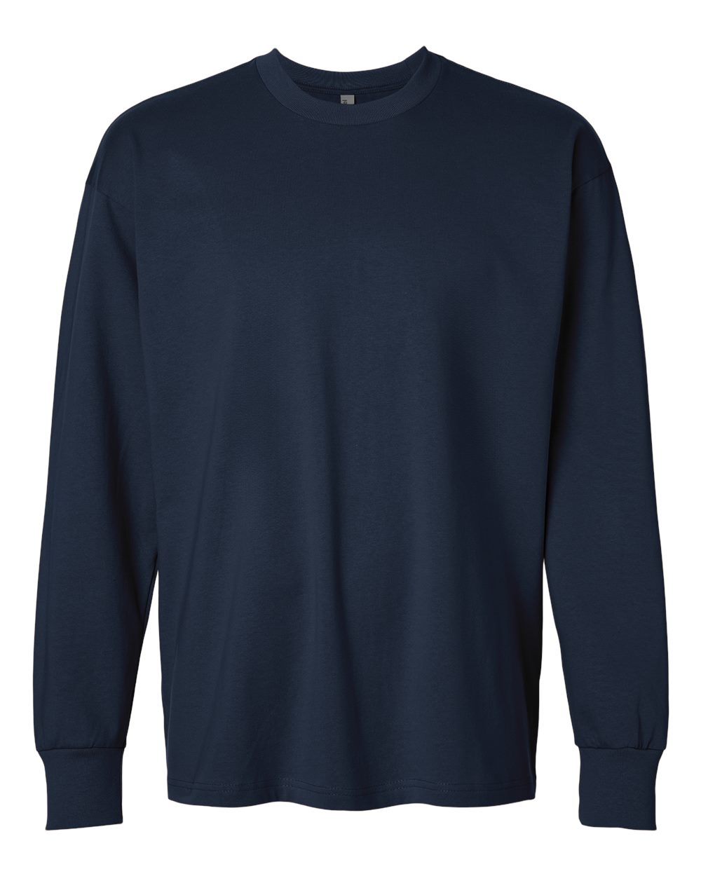 Front View of Midnight Navy Heavyweight Long Sleeve T-Shirt - 7211