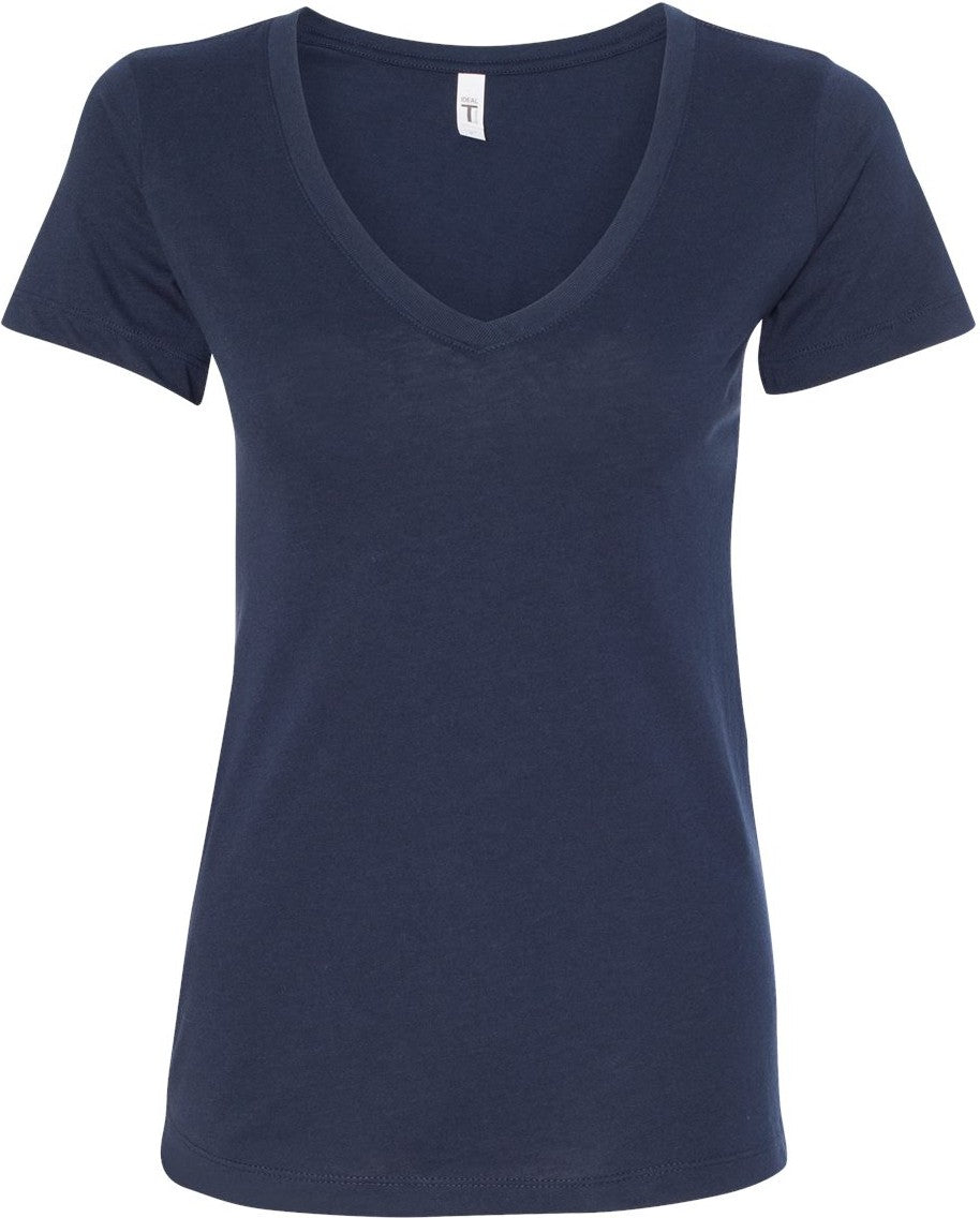 Front View of Midnight Navy Women's Ideal V-Neck T-Shirt - 1540