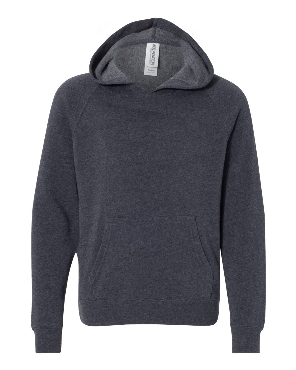 Front View of Midnight Navy Youth Lightweight Special Blend Raglan Hooded Sweatshirt - PRM15YSB
