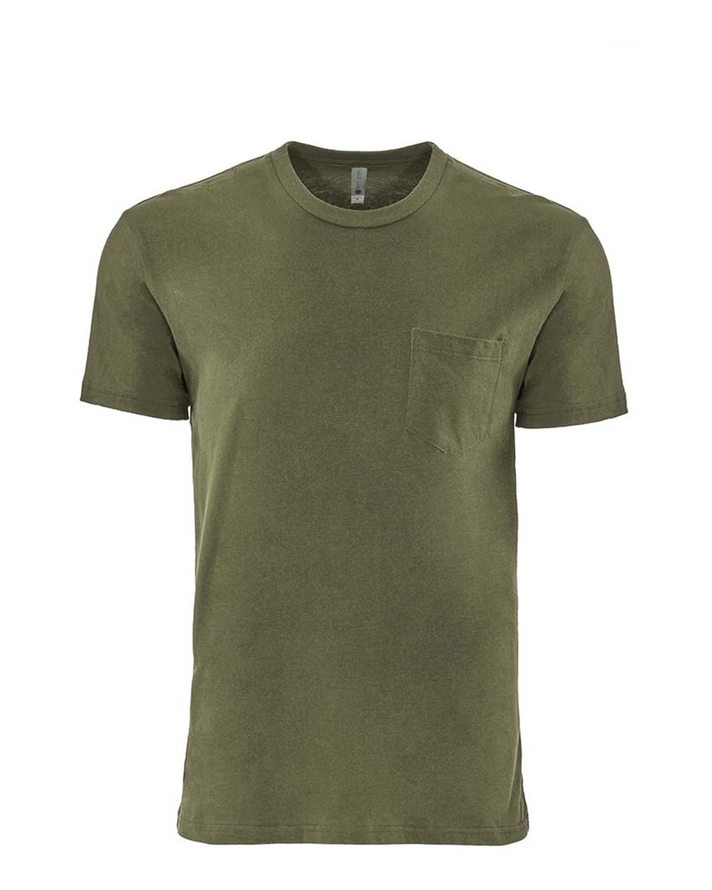Front View of Military Green Cotton Pocket T-Shirt - 3605