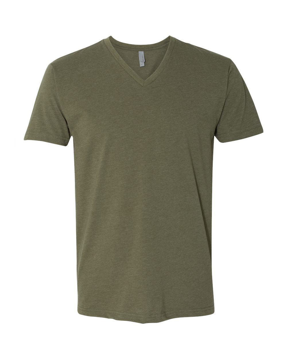 Front View of Military Green CVC V-Neck T-Shirt - 6240
