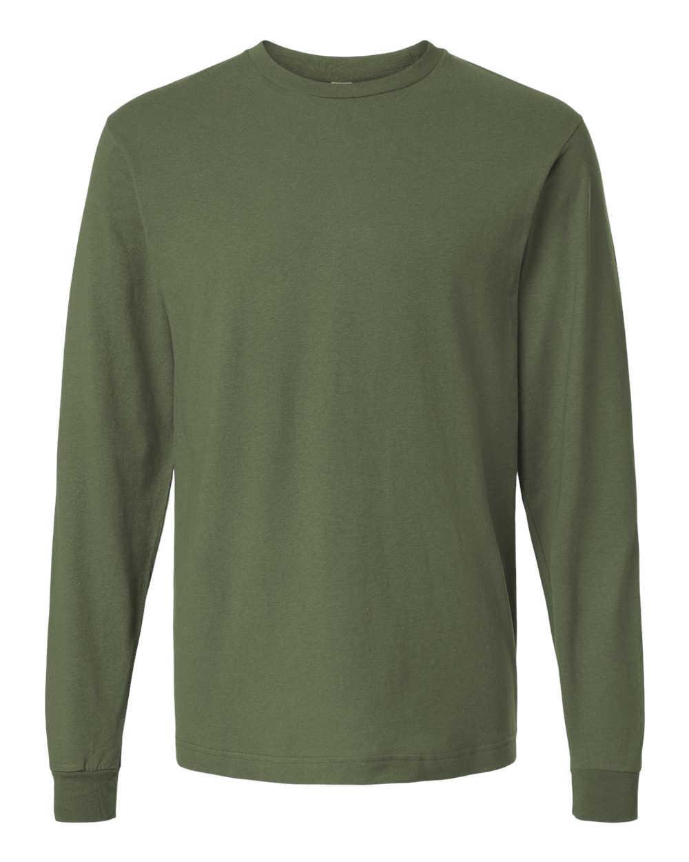 Front View of Military Green Fine Jersey Long Sleeve T-Shirt - 202LS