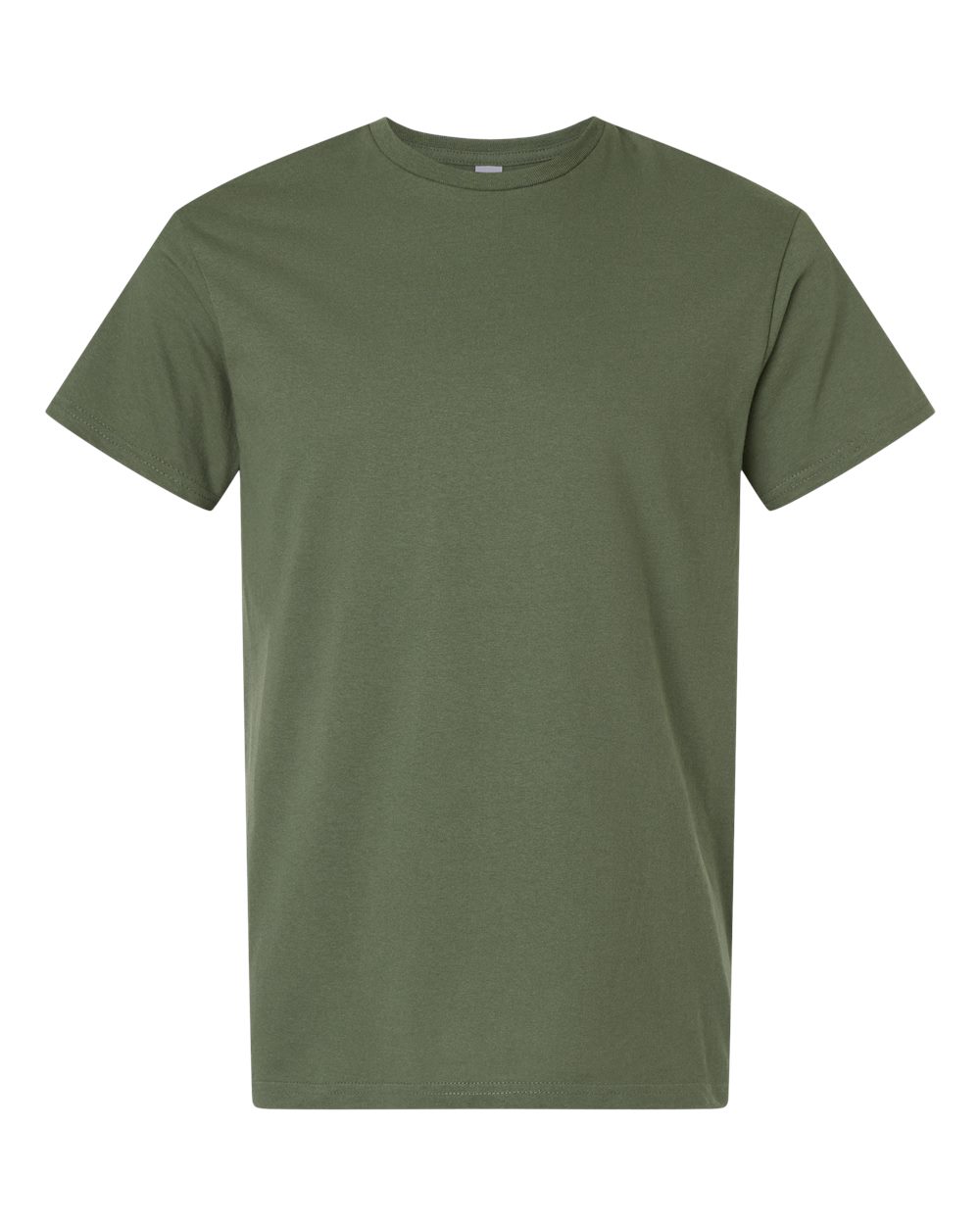Front View of Military Green Light Cotton T-Shirt - 3000