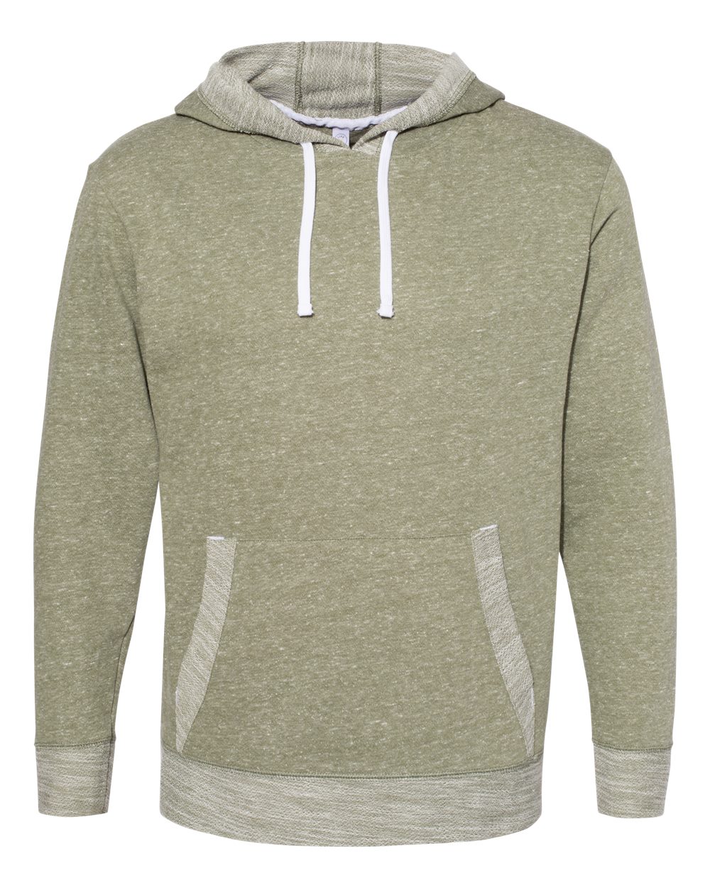 Front View of Military Green Melange Harborside Mélange French Terry Hooded Pullover - 6779