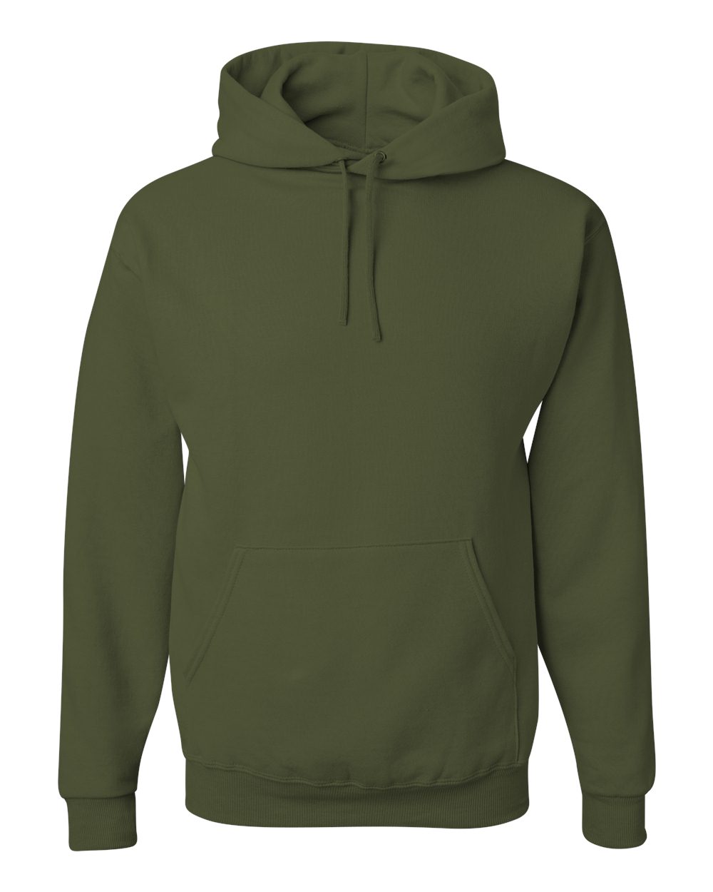 Front View of Military Green NuBlend® Hooded Sweatshirt - 996MR