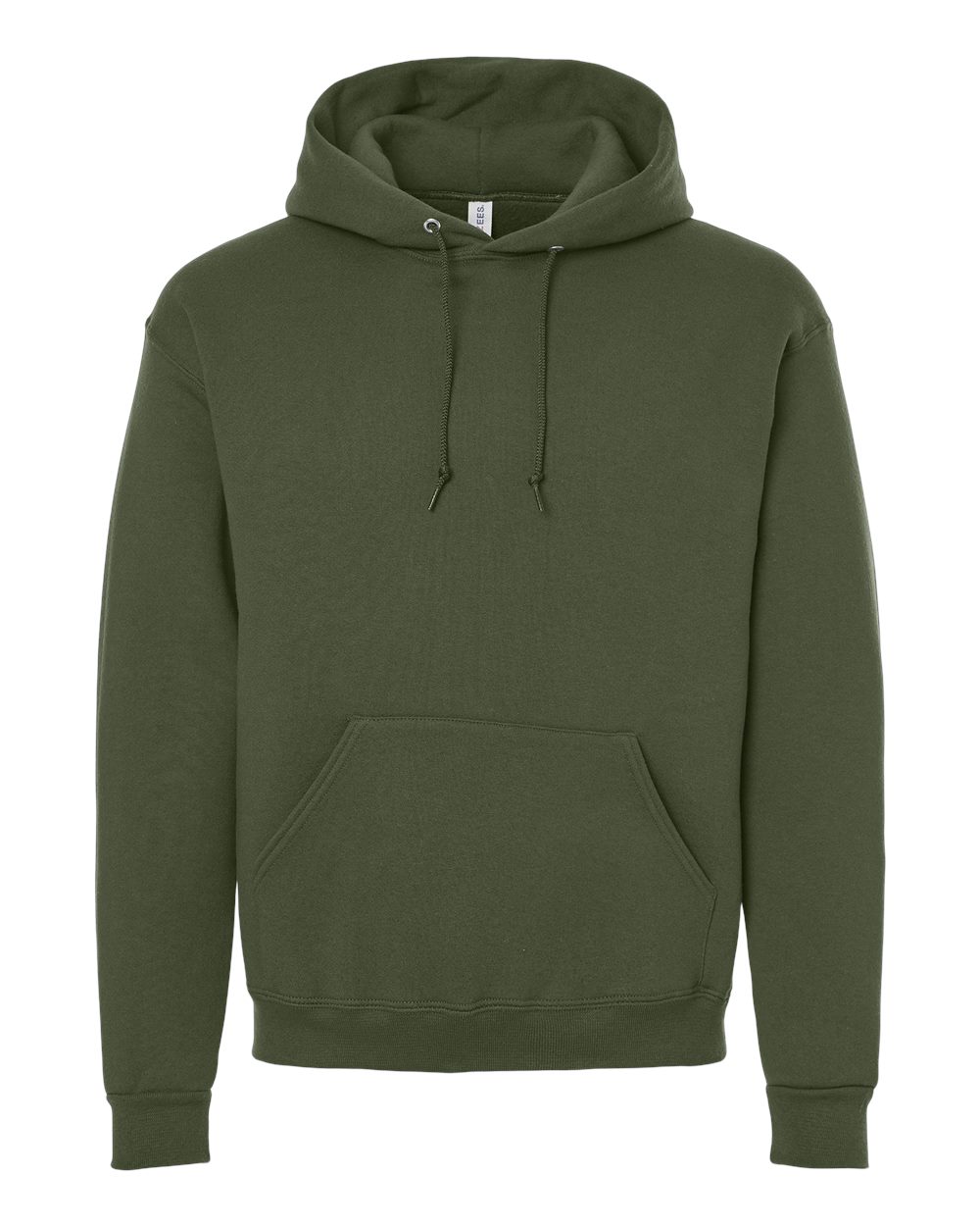 Front View of Military Green Rugged Hooded Sweatshirt - H12MR