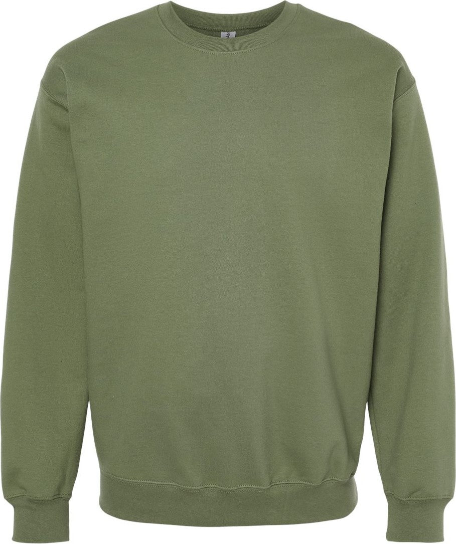 Front View of Military Green Softstyle® Midweight Crewneck Sweatshirt - SF000