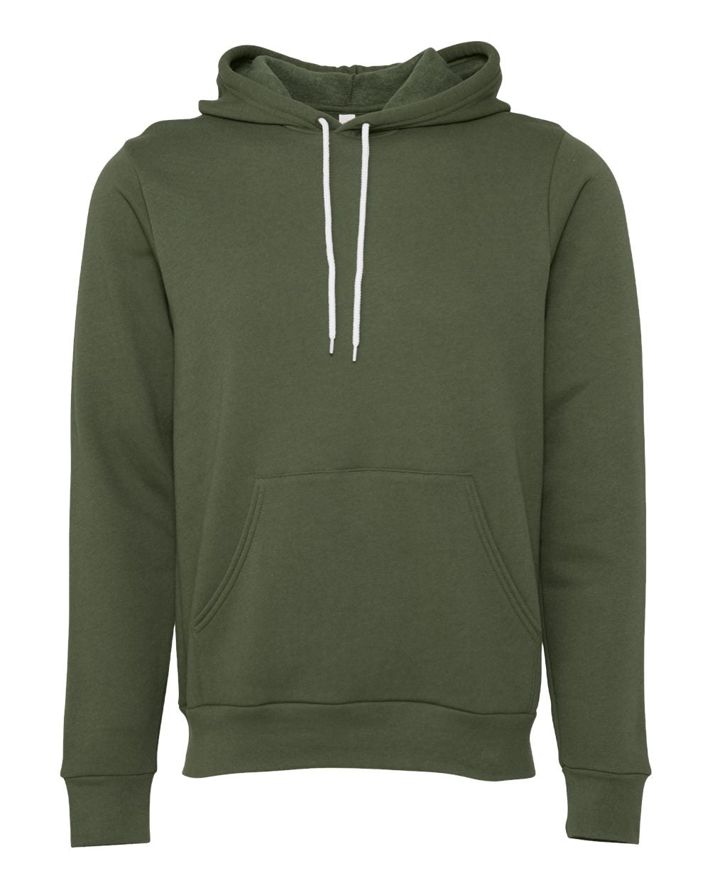 Front View of Military Green Sponge Fleece Hoodie - 3719