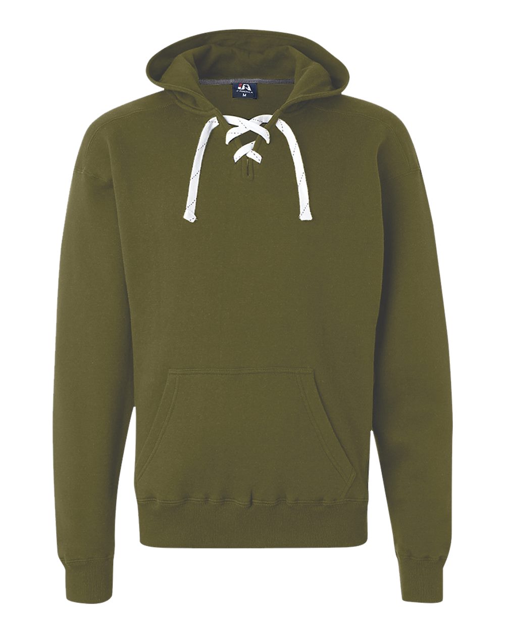 Front View of Military Green Sport Lace Hooded Sweatshirt - 8830