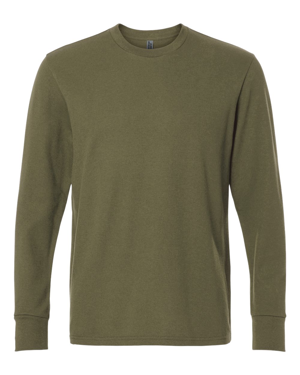 Front View of Military Green Unisex Ideal Thermal Long Sleeve T-Shirt - 8211