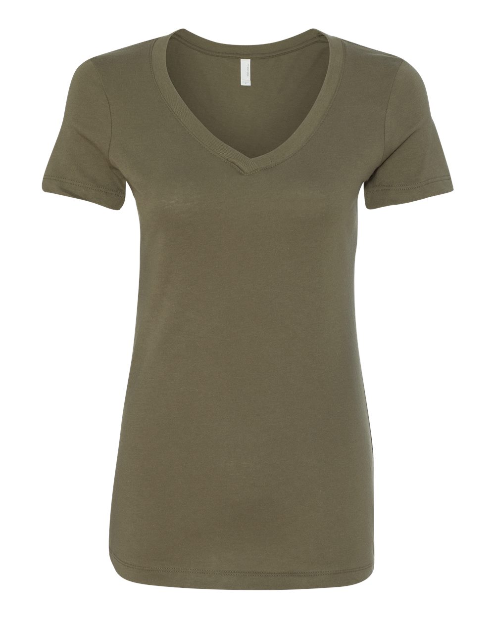 Front View of Military Green Women's Ideal V-Neck T-Shirt - 1540