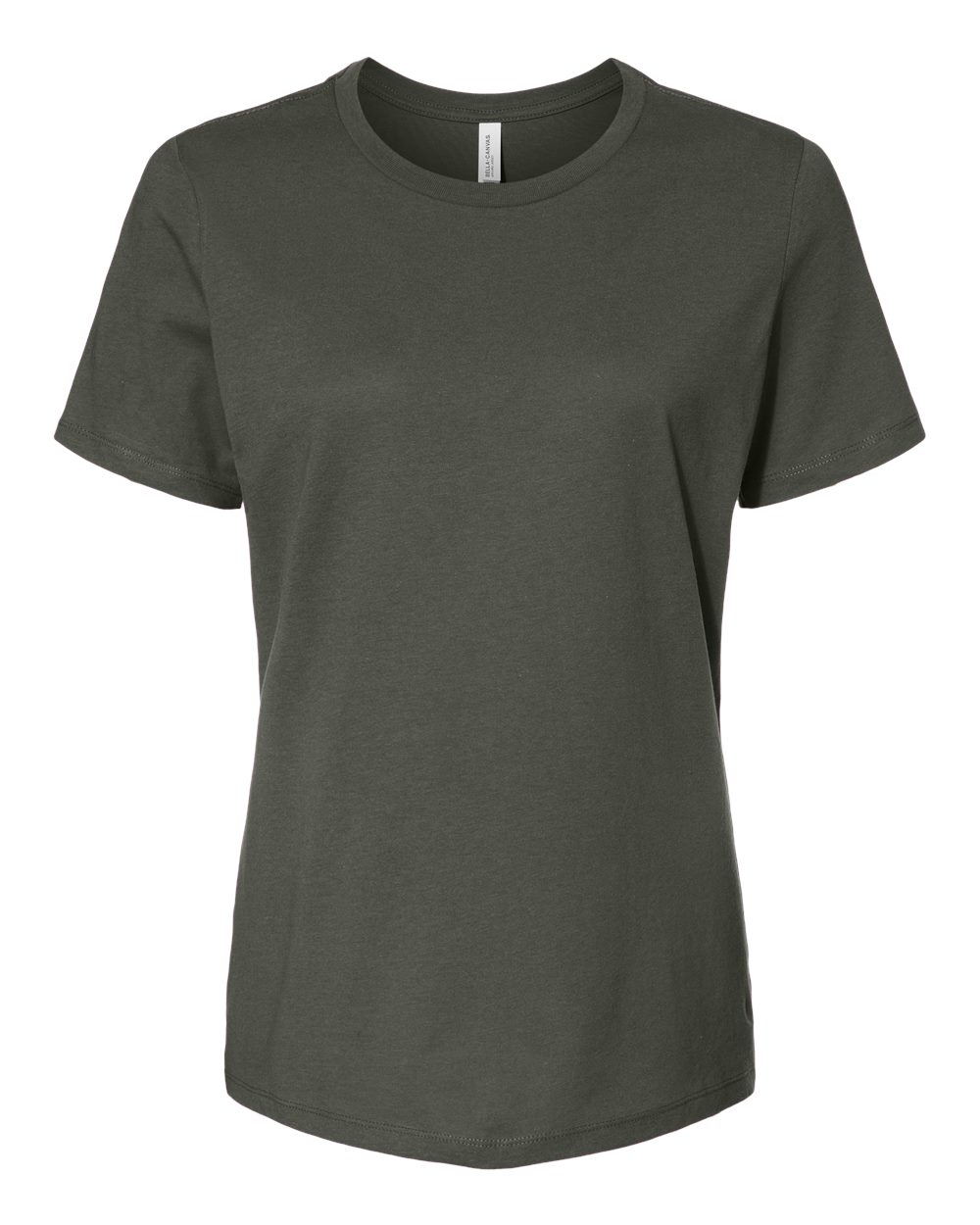 Front View of Military Green Women’s Relaxed Jersey Tee - 6400