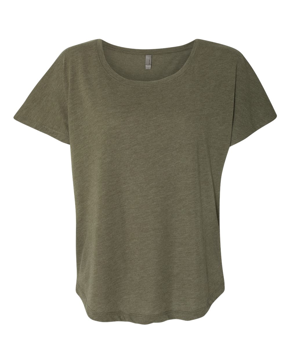 Front View of Military Green Women’s Triblend Dolman T-Shirt - 6760