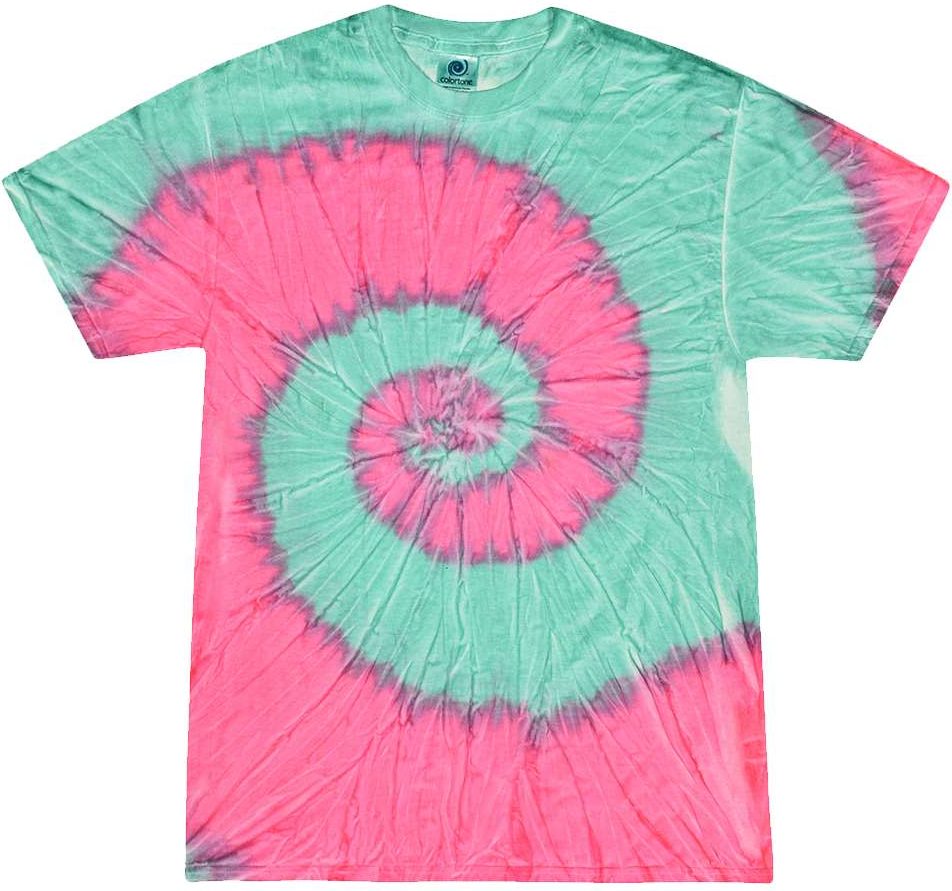 Front View of Mint Fusion Multi-Color Tie-Dyed T-Shirt - 1000