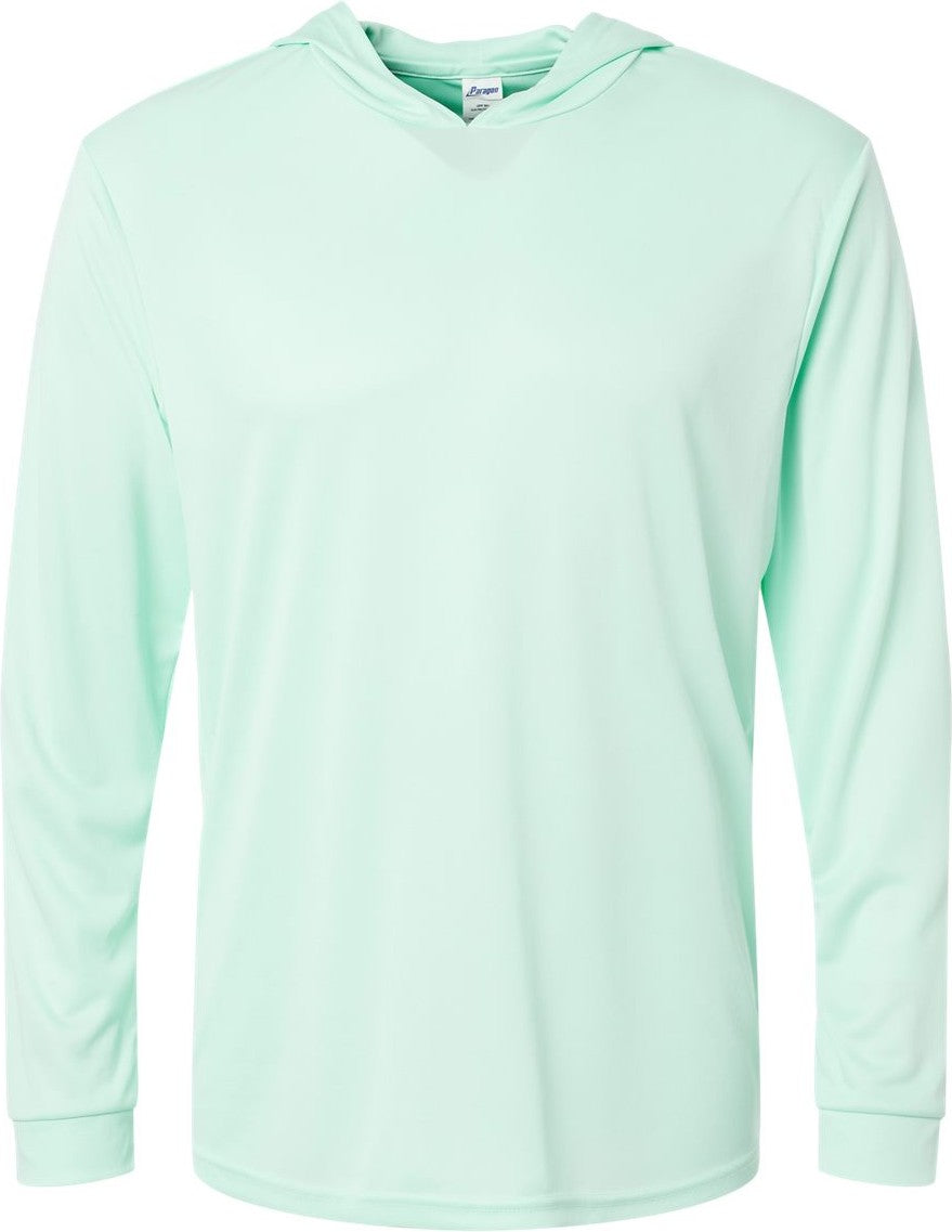 Front View of Mint Green Bahama Performance Hooded Long Sleeve T-Shirt - 220