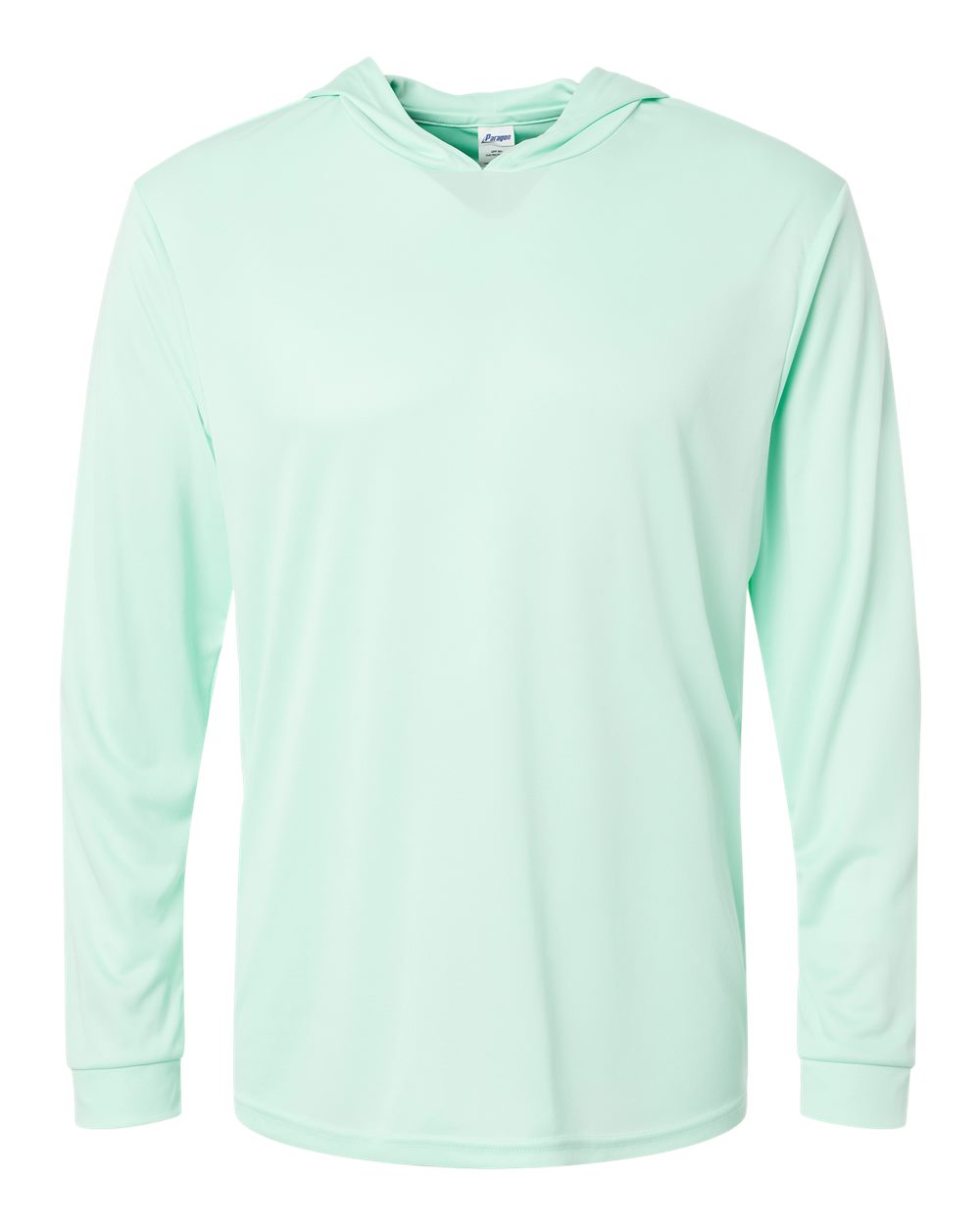Front View of Mint Green Bahama Performance Hooded Long Sleeve T-Shirt - 220