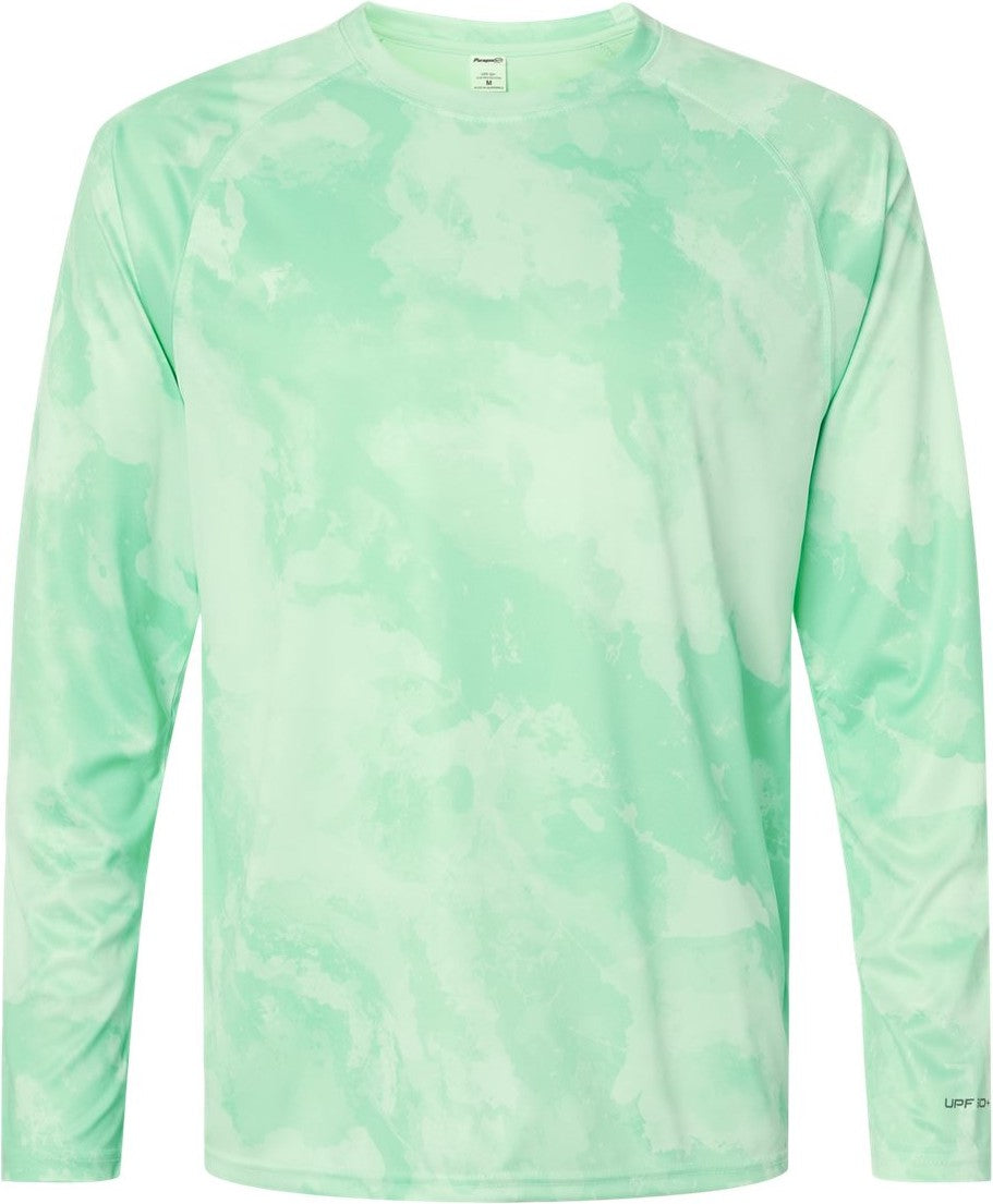Front View of Mint Green Cabo Camo Performance Long Sleeve T-Shirt - 228